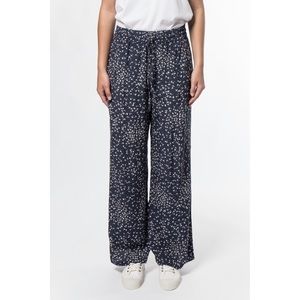 GANNI Barra Floral-Print Crepe Wide-Leg Pants